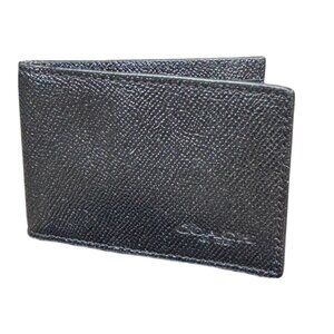 Coach Mens Wallet Black Smooth Leather Slim Card Holder Money Clip